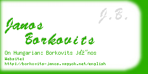 janos borkovits business card
